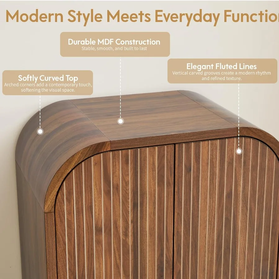 خزانة ملابس مقوسة بذراعين، خزانة ملابس حديثة ببابين في منتصف القرن مع قضيب معلق ودرجين منحوتين