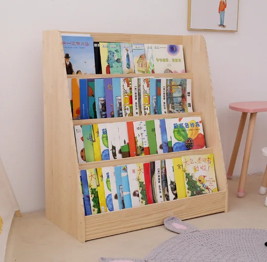 Kids Bookshelf Wooden Bookcase Children Montessori Book Storage Kids Bookcase Furniture