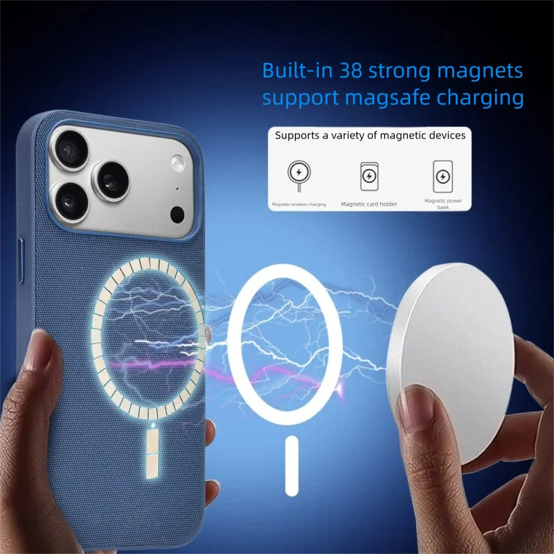 حافظة مغناطيسية من القماش المنسوج التقني لهاتف آيفون 17 برو ماكس، غطاء ممتاز مع زر إغلاق كاميرا AI، رسوم متحركة منبثقة #5