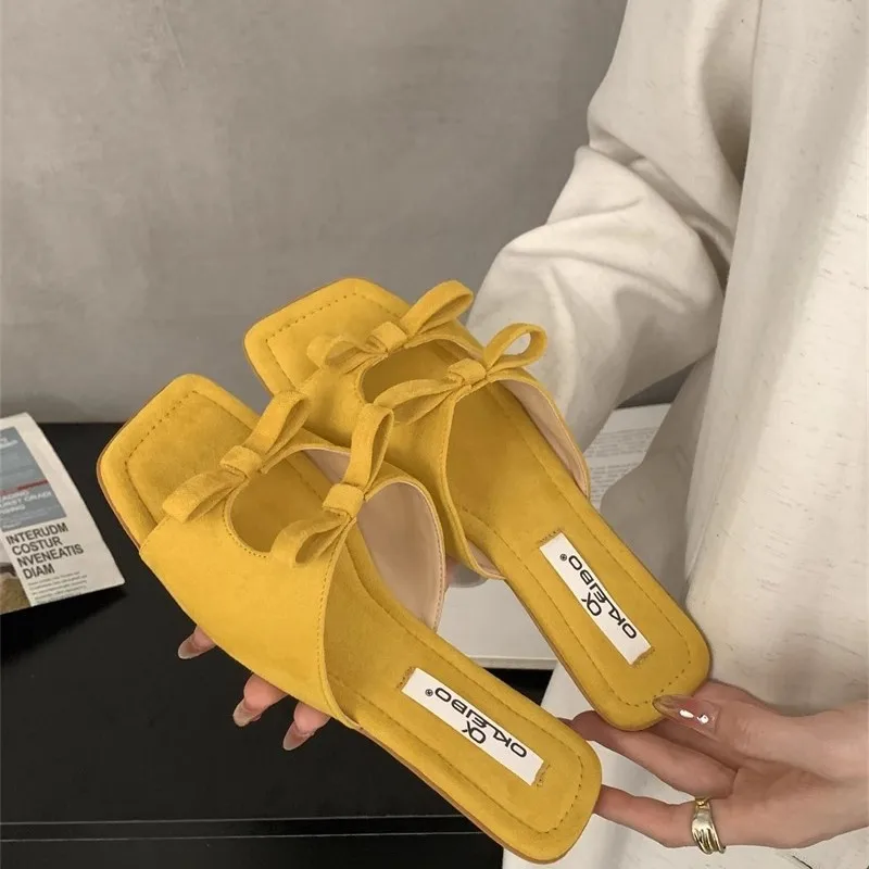 

Женские тапочки на плоской подошве с бантом, модная обувь, модельные летние женские сандалии, новинка 2025, дизайнерские элегантные шлепанцы, уютные сандалии De Mujer