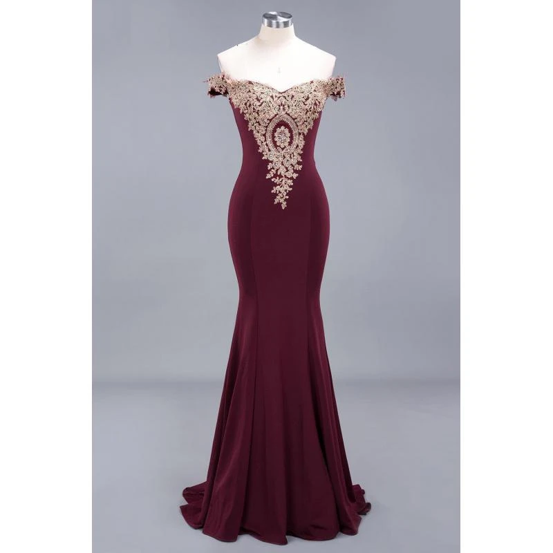 

Реальные фотографии 2026, элегантное кружевное длинное вечернее платье бордового цвета с кристаллами, Robe de Soiree, платья для выпускного вечера с открытыми плечами CPS1184