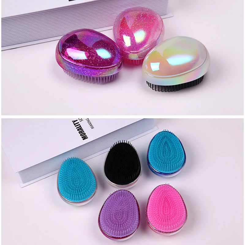 1~8PCS Mini Hair Brush Egg Round Shape Soft Hairbrush Detangling Hair Brush Hair Styling Hairdressing Comb For Travel