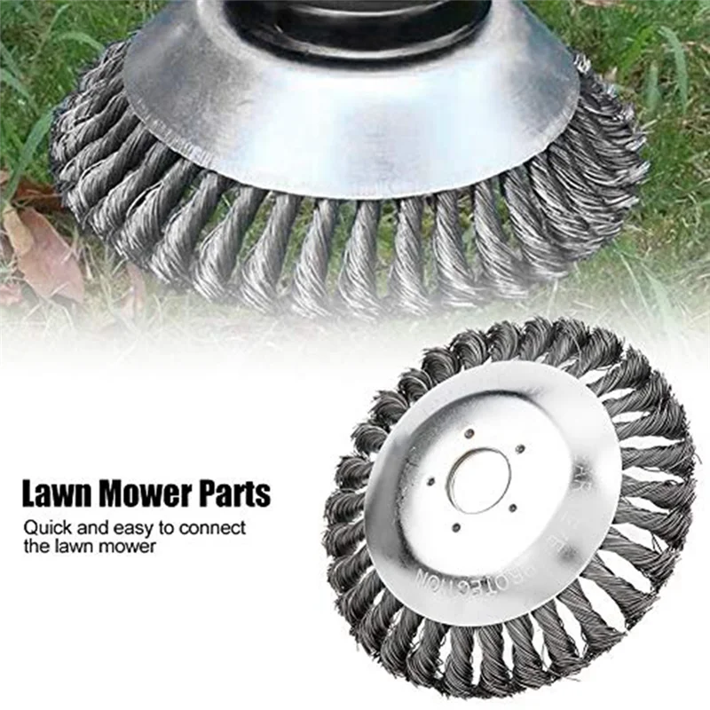 ABGR-Weed Remover Tool Rasenbürste Trimmerkopf 8 Zoll Stahldraht Rad Freischneider Klinge Gartenbedarf Einfache Installation Einfach zu installieren
