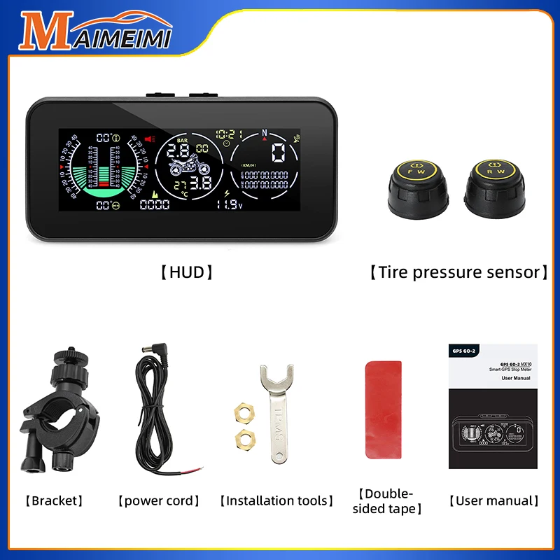 

Motorcycle GPS Tire Pressure Monitor Speedometer F3 Head Up Display Digital Slope Meter Overspeed Alarm Compass Satellite HUD