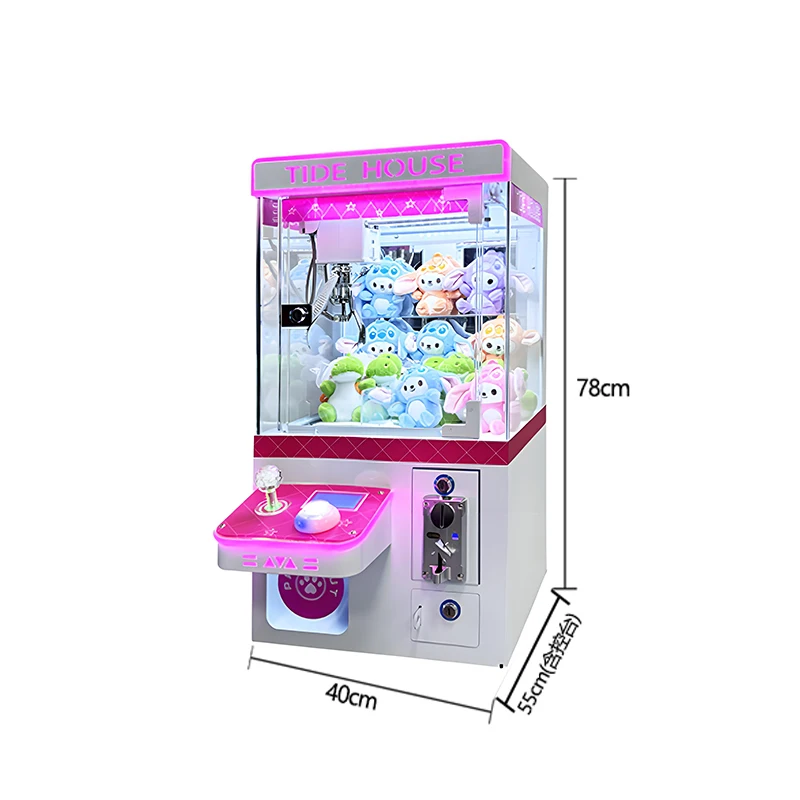New Age Single-Person Commercial Pink Mini Doll Machine Coin-Operated Household Stainless Steel Crane Claw Grab Gift