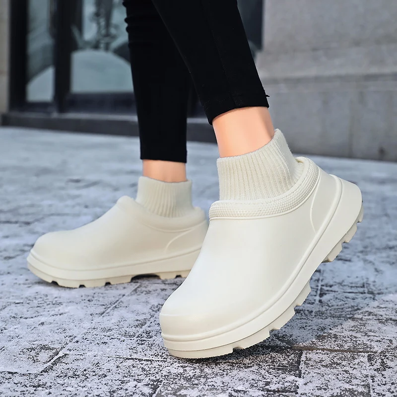 2023 Winter Fur Hotel Kitchen Men Women Non-slip Waterproof Oil-proof Work Cotton Cook Chef Garden Beach Shoes Plus Size 37~46