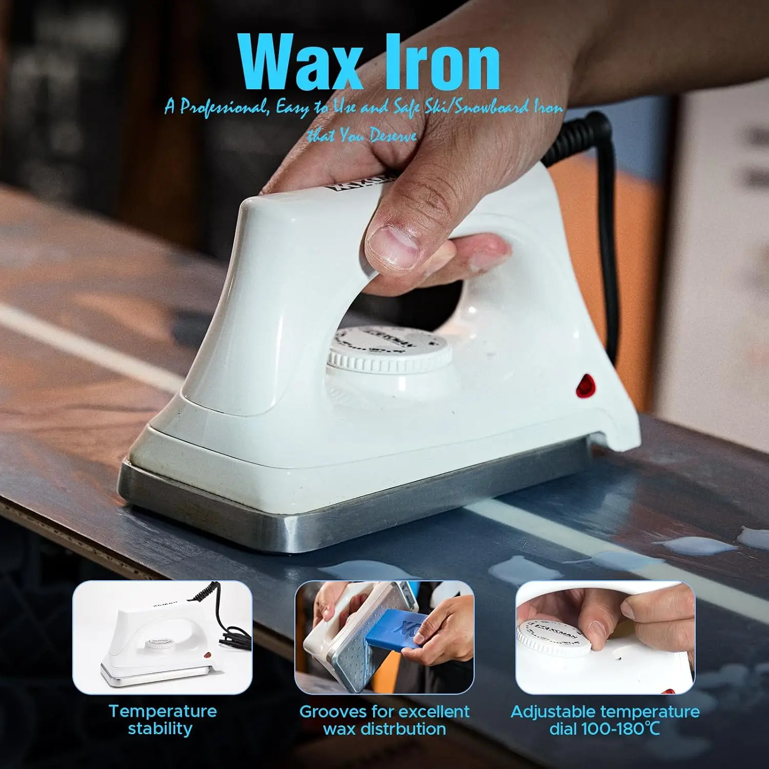 

Complete Ski Snowboard Tuning Waxing Combo Kit with Waxing Iron,Ski Wax,Side Edge Tuner,Base Repair,Gummy Stone