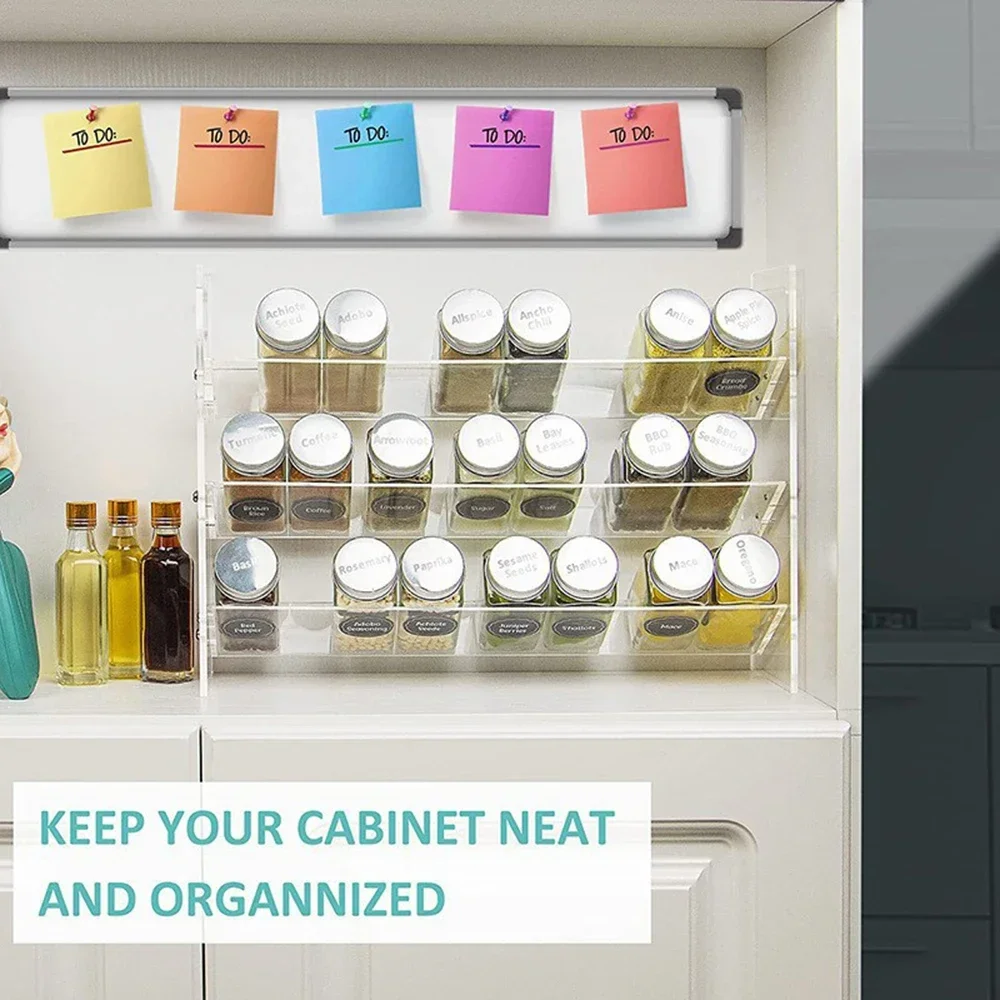 Simple Three-layer Acrylic Spice Display Rack for Home Kitchen Countertop Transparent Spice Rack Multi-functional Storage Rack