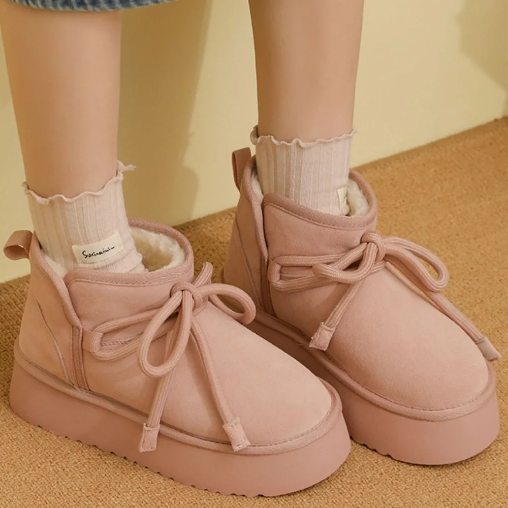 جديد جولة اصبع القدم سميكة القوس فراشة مع أفخم عارضة تنوعا الإنترنت أحذية الثلوج النسائية الشهيرة من نفس النمط #1