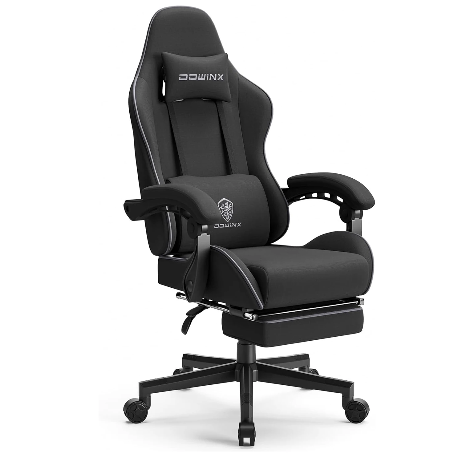 Dowinx Gaming Chair Fabric with Pocket Spring Cushion,Game Chair Cloth with Headrest, Ergonomic Computer Chair with Footrest