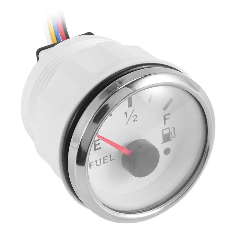 Compatible 52mm Level Gauge 0-190Ohm Switchable 240-33Ohm Oil Level Meter Waterproof Boat Car Gauges with Alarm White