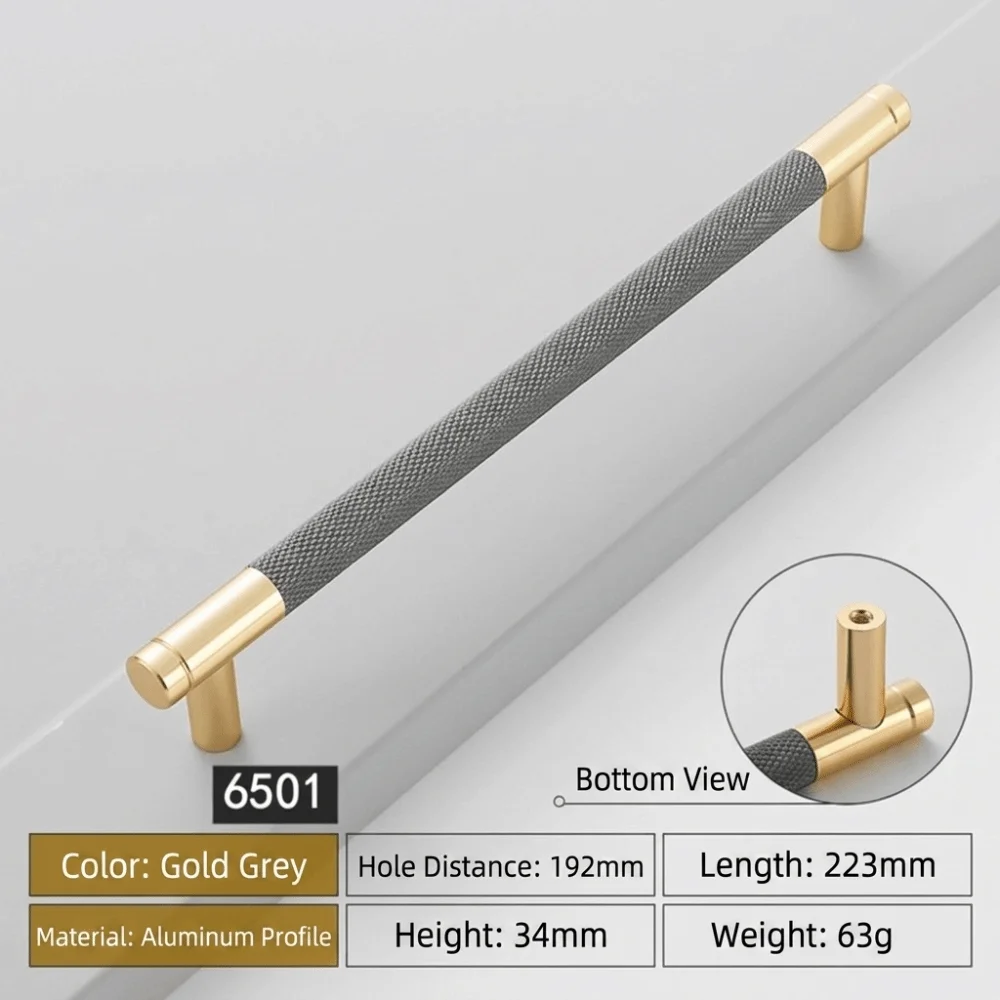 Stylish Gold Color Furniture Handle Aluminum Alloy Knurled Door Pull DIY Friendly Long Pull Wardrobe Handles Wardrobe Doors