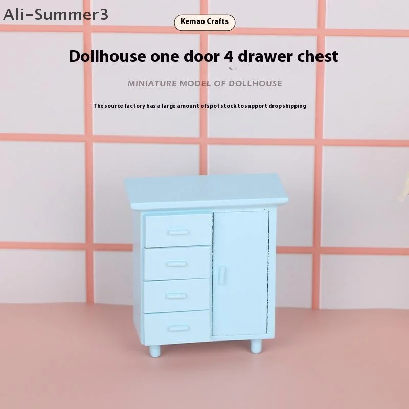 

1 шт. 1:12 кукольный домик, микросцена, деревянный ящик, боковой шкаф, одна дверь, четыре ящика, миниатюрная модель мебели, декор, игрушка