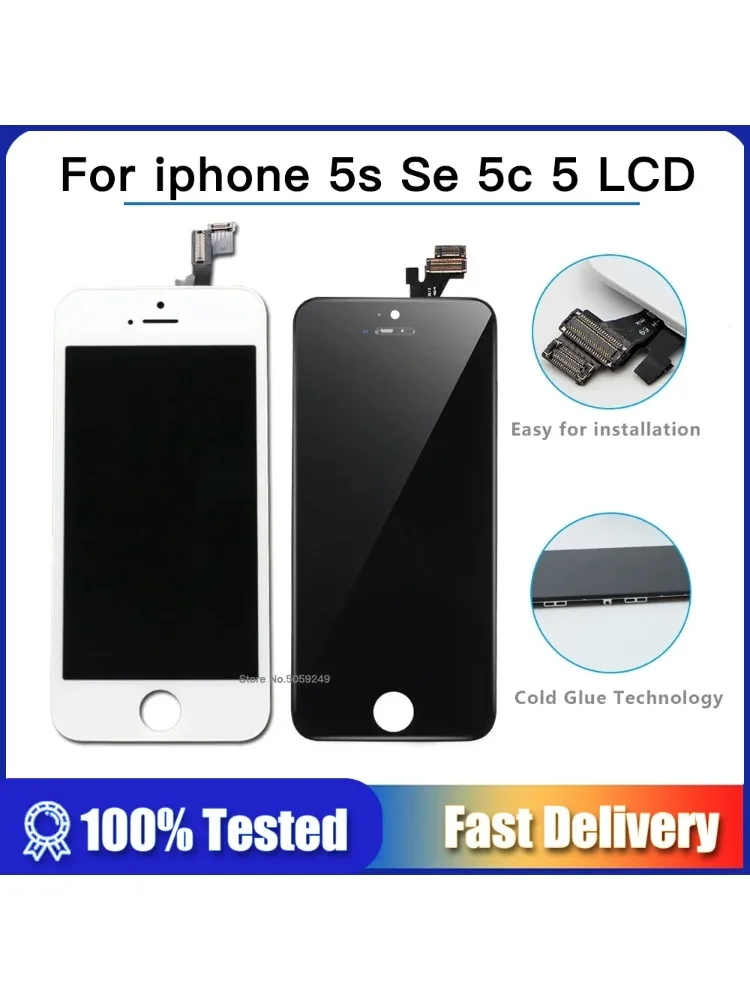 Wyświetlacz LCD klasy AAA do iPhone 5 5s 5c 4s, ekran dotykowy do iPhone SE, zamiennik LCD, digitizer, ekran bez martwych pikseli (Black for iphone SE) — Zdjęcie 2 z 2