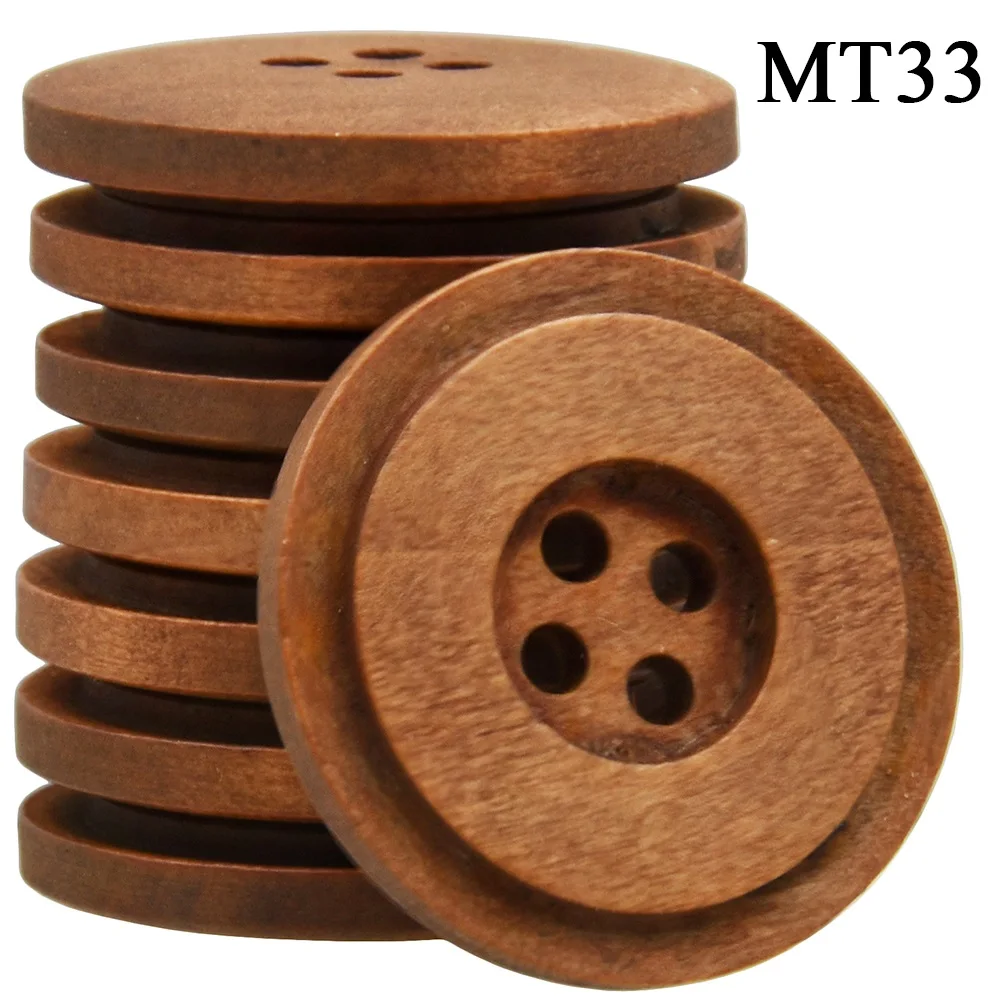30mm Handmade Big Wooden Buttons, Narural Wood Round Button, Sewing Accessories, Overcoat DIY Clothes, 5PCs, 10PCs, 15PCs, - view 4
