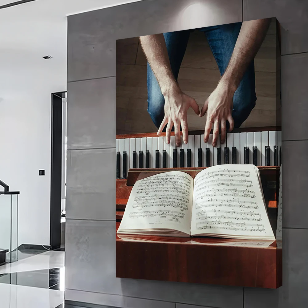 Piano Player With Sheet Music Poster Customizable Printed Canvas Painting for Pictures Wall Art Luxury House Decoration Home