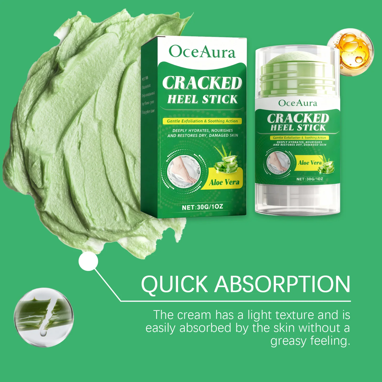 

OCEAURA Foot Nourishing Stick Repair Cracks Relieve Dryness Exfoliate Improve Roughness Smooth Massage Brighten Foot Sooth Stick