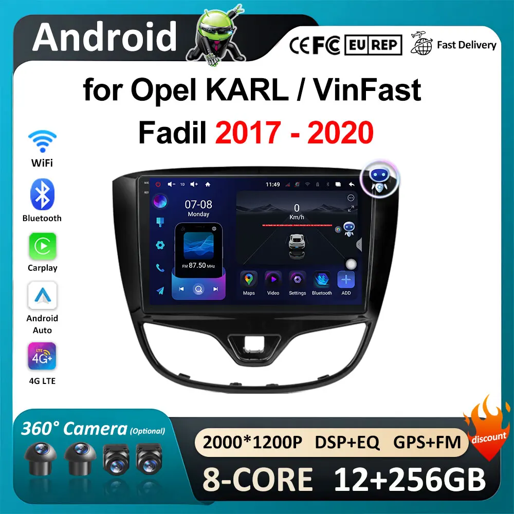 Wireless Carplay GPS Car Video for Opel KARL / VinFast Fadil 2017 2018 2019 2020 Radio Player DSP Stereo Intelligent System BT