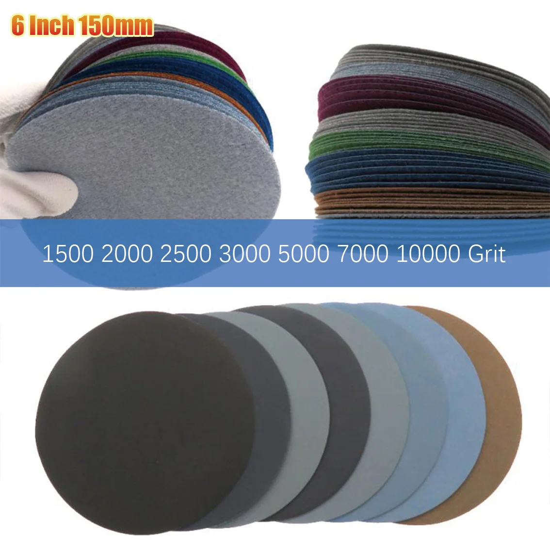 1-50pcs 6 Inch 150mm Round Sandpaper Disk Abrasive Polish Sanding Sheet Water Sand 500 2000 2500 3000 5000 7000 10000Grit