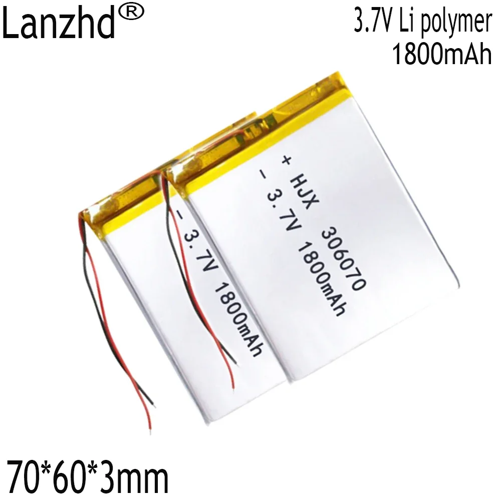 1-10szt 306070   Akumulator litowy Nowa płaska bateria wysokociśnieniowa 1800mAh Lee polymer MP5 Bluetooth Headset