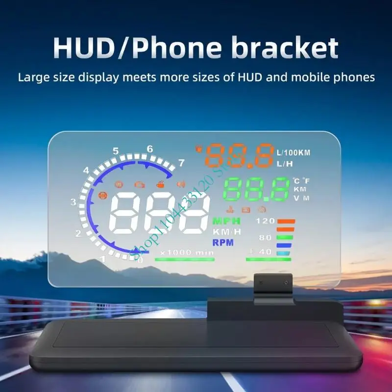360 Degree Rotatable HUD Phone Holder With Anti Slip Base And Projection Vehicle Head Up Display Mount