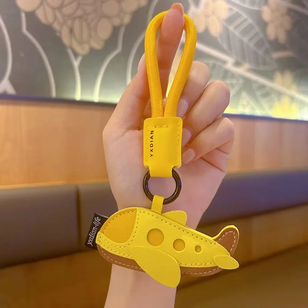 Cute Cartoon Airplane Keychain PU Leather Transportation Bag Hanging Decoration Motorcycle Luxury Bus Shape Keychain view 3