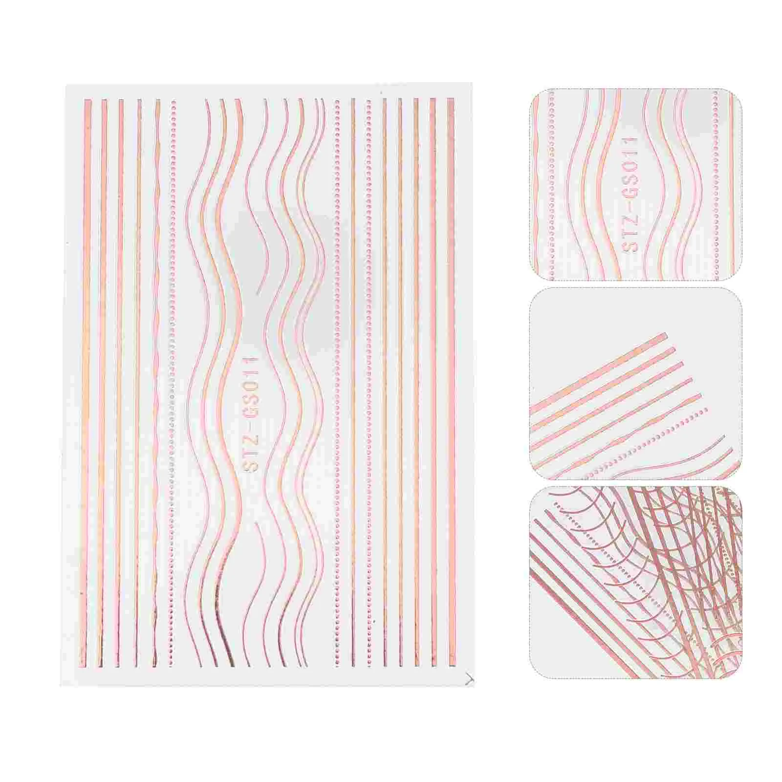 

6 Pcs Rose Gold Simple Waterproof Well Adhesive Nail Stickers Easy Use Clean Convenient Safe Skin Creativity