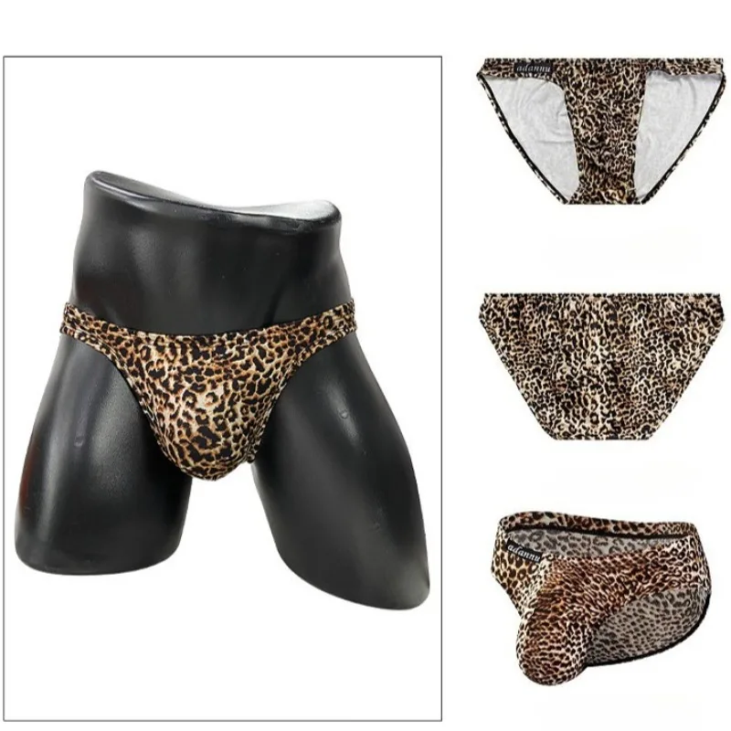 

Sexy Men Leopard Underwear U Convex Pouch Swimsuit Soft Men's Bikini Erotic Briefs Slip Hombre Personalized Male Трусы Мужские