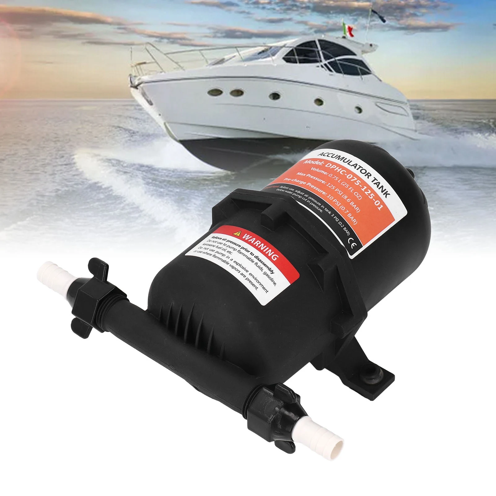 Tanque acumulador RV 0,75 L máximo 125PSI 1/2MNPT Puerto montaje RV barco viajes remolques caravanas accesorios de bomba