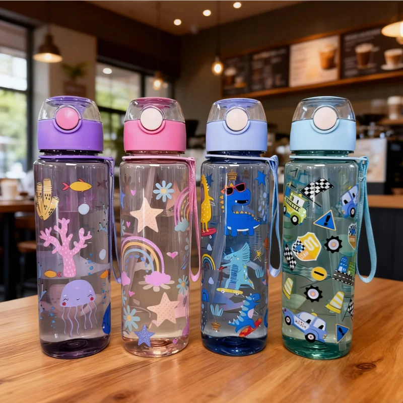 700ml Leak-Proof Flip-Top Straw Water Bottle Durable Portable with Handle And Fitness for  Cute Water Bottle