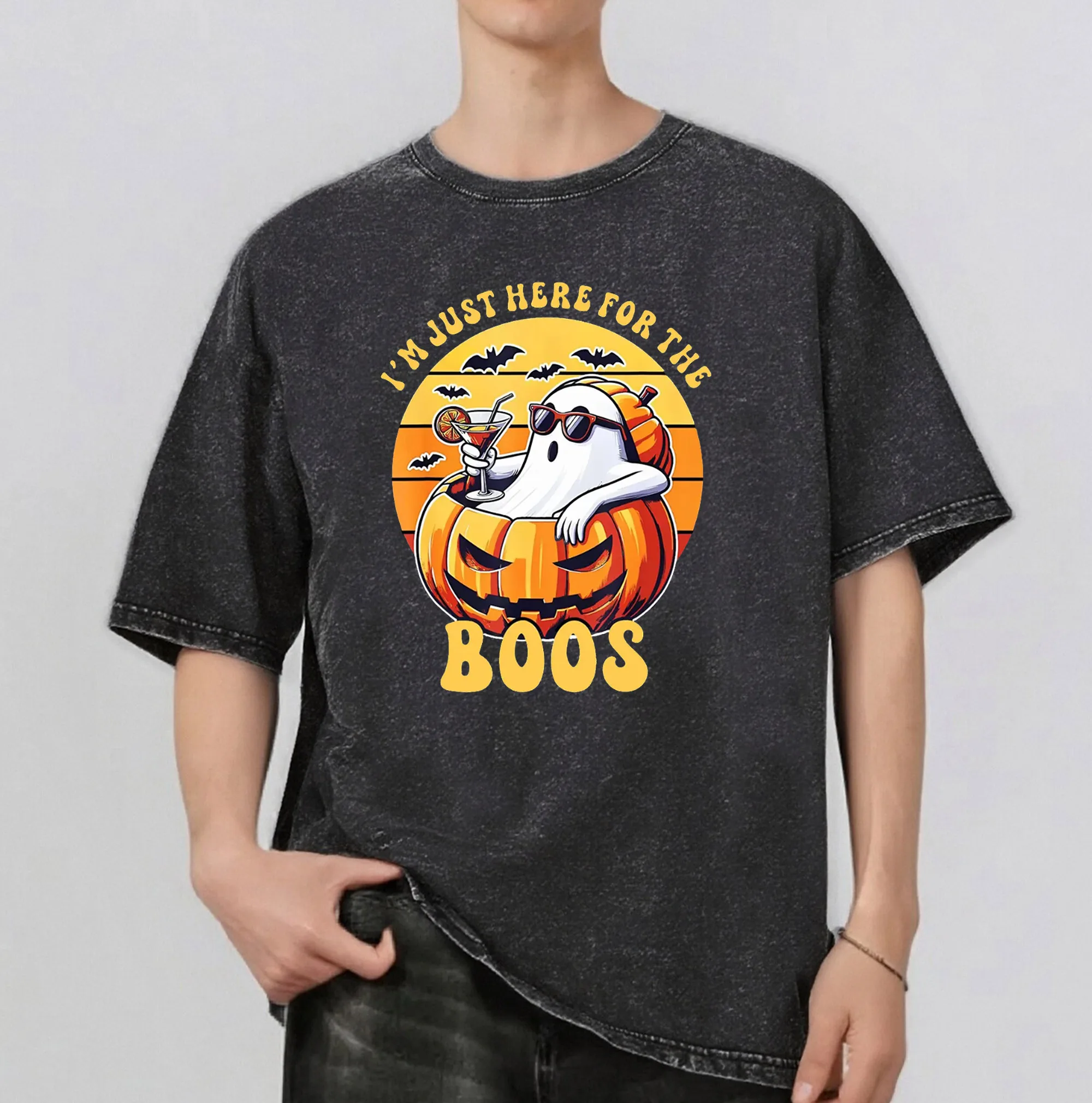 شبح نمط Rint الرجال الصيف ريترو ستايل غسلها المياه تي شيرت عادية قصيرة الأكمام الأساسية الرجال أعلى 230 جرام #1