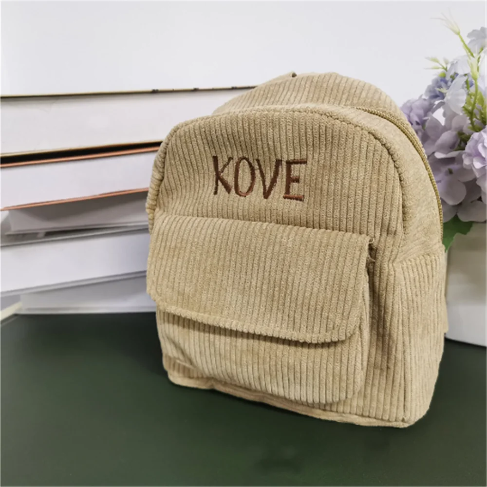 Custom Geborduurde Naam Corduroy Vrouwen Mini Rugzak Gepersonaliseerde Mode Kleine Rugzak Student Meisje Schooltas Casual Tas