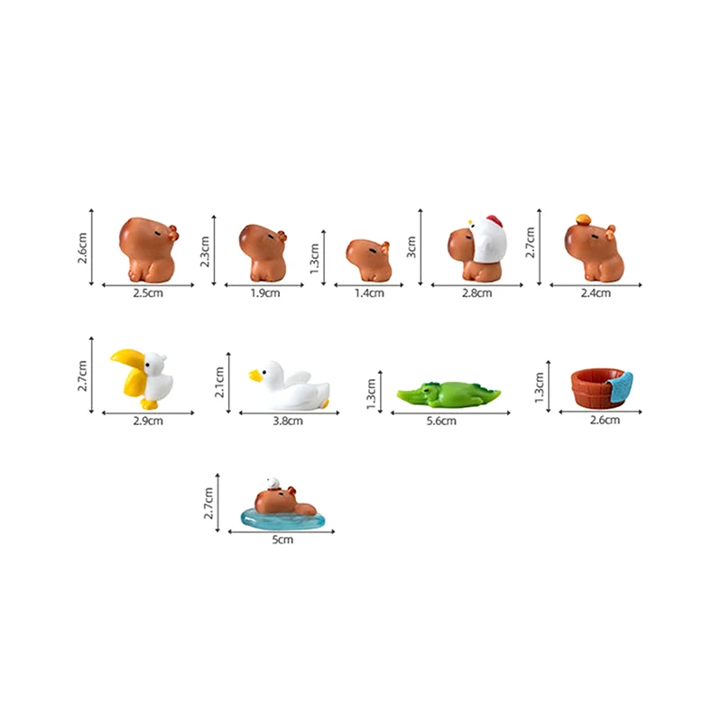 10pcs Miniature Capybara Figurines Mini Figures Resin Desk Ornaments Cute Capybara Gifts Photography Props Home Decoration