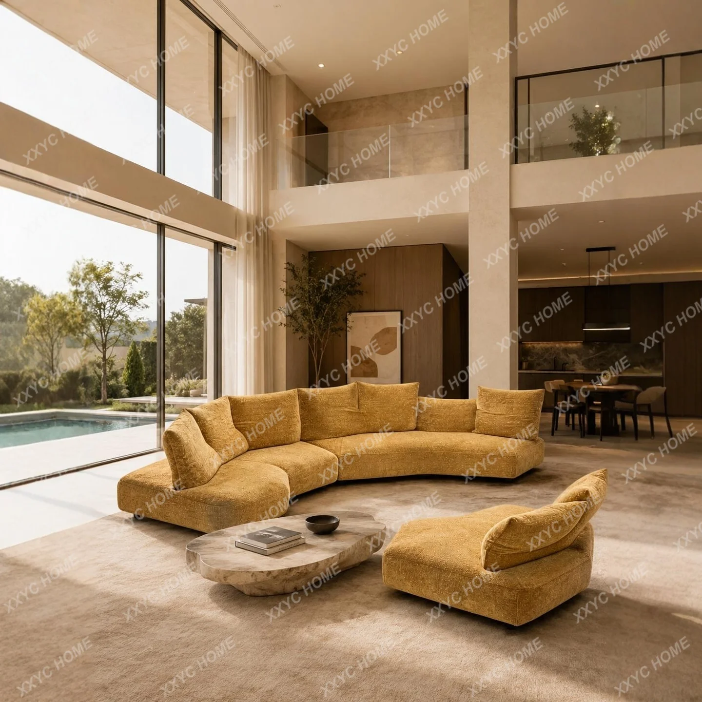 New Milan Unbounded Sofa Petal Chenier Special-shaped Adjustment Fabric Cream Wind