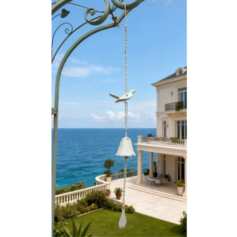 Retro Cast Iron Swallow Wind Chime. Weathered Metal Bird-shaped Bell. Garden And Courtyard Decoration Hanging Item
