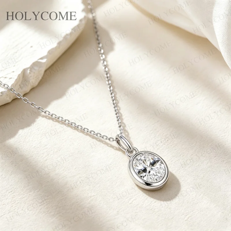 3 Karat Ovaler Moissanit-Anhänger Halskette für Damen, 925 Sterling Silber Solitär-Choker, Jubiläum, Verlobung, Party – Detail 11
