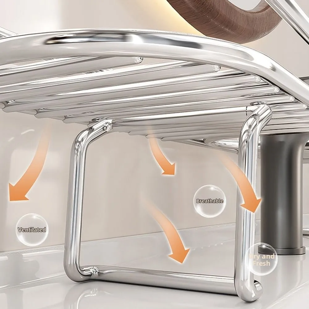 No-Drill Faucet Storage Rack Foldable Foot Hollow Out Sink Shelf Anti Slip Stainless Steel Kitchen Sponge Holder Countertop