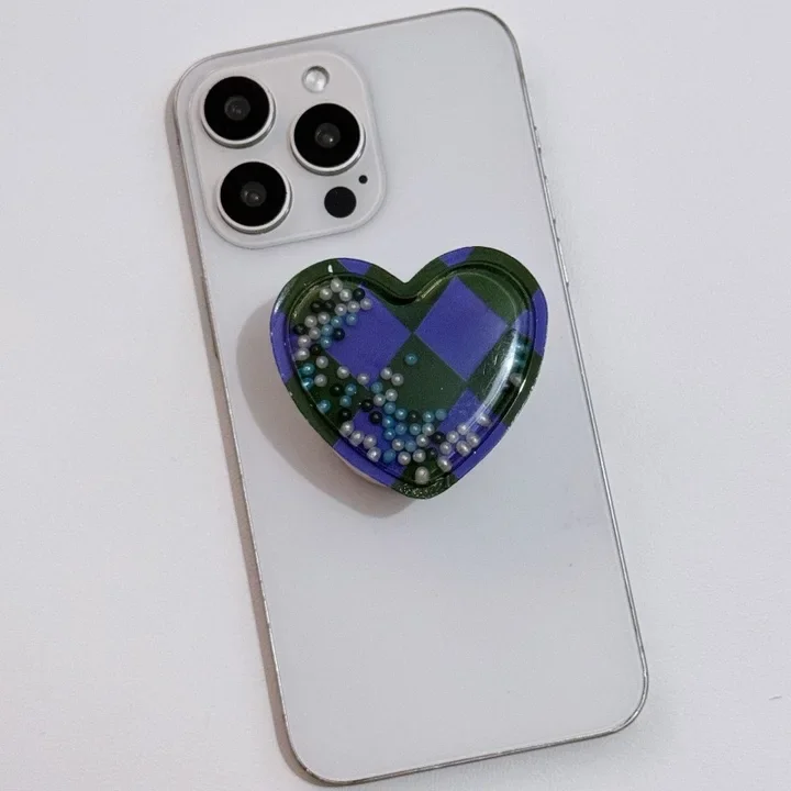 Новый стильный держатель подушки безопасности для мобильного телефона в форме сердца с песчаным потоком, подходит для всех серий телефонов Apple и Samsung