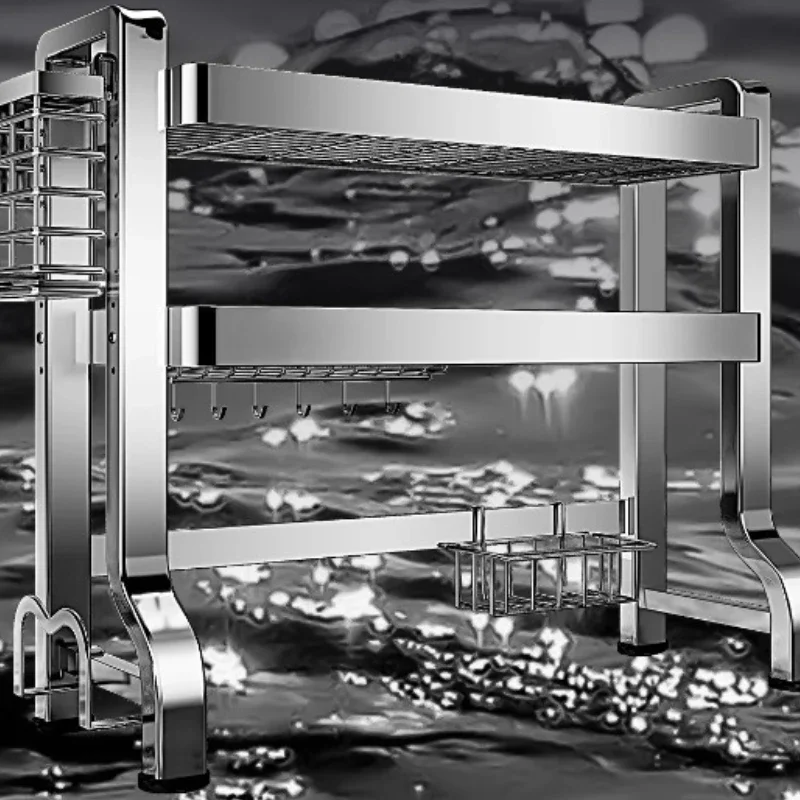 

304 stainless steel kitchen sink rack, storage and dishwashing bowl rack