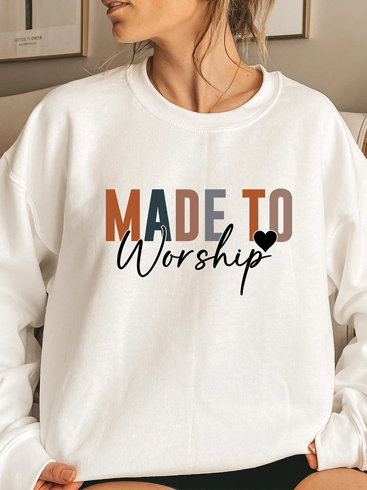 Loose Fit Pure Cotton Motivational Religious Women's Sweatirt Long Sve Printed Street Sle Casual Wear for Teens