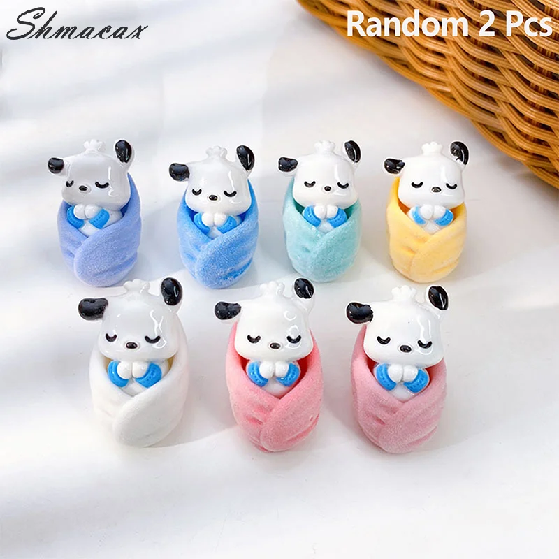 2Pcs Cartoon 3D Sleep Baby Anime Flocking Pacha Dog Doll Shape Resin Pendant DIY Jewelry Accessories Earring Garment Keychain