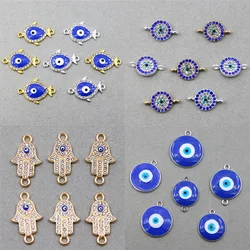 6PCS lucky Evil Eye Enamel Charms Virgin Mary Necklace Pendant  Hamsa Hand Connector For Jewelry Making Earrings Crafts