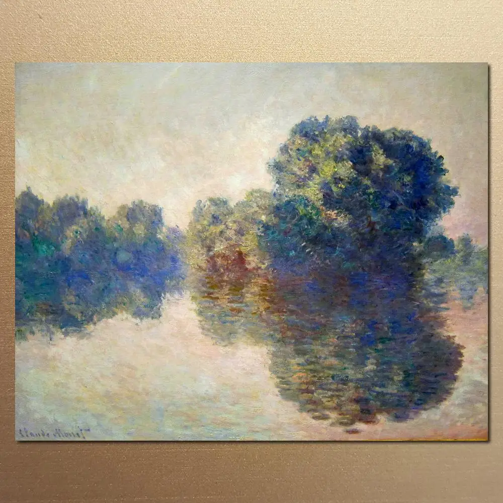 

High Quality Claude Monet Paintings Seine Near Giverny Oil on Canvas Hand Painted for New House Wall Hanging Unframed