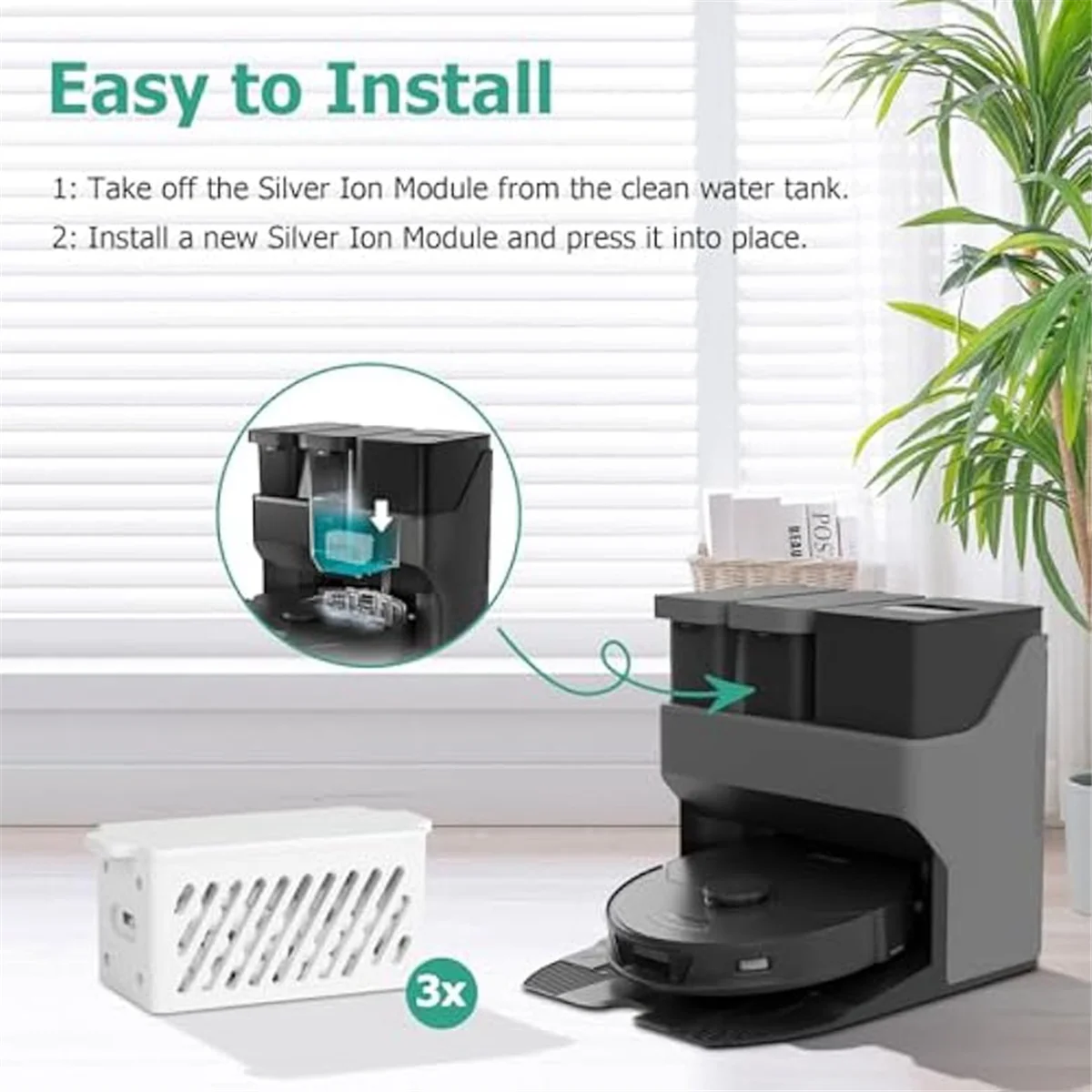 Roborock S7 Maxv Ultra/S7 Pro Ultra/S8/S8 Pro Ultra/S8+/S8 Plus 真空部品用の銀イオンモジュール交換品 3 個_A66K