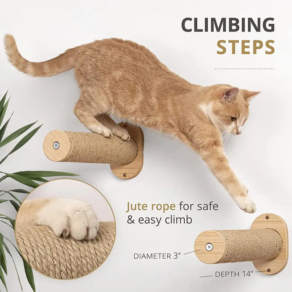 

Cat Scratching Climbing Post Ladder Wall-mounted Cat Bed Shelf Tree Cat Cat Wall Wooden Kitten Hammock House Pet Furniture T6V6