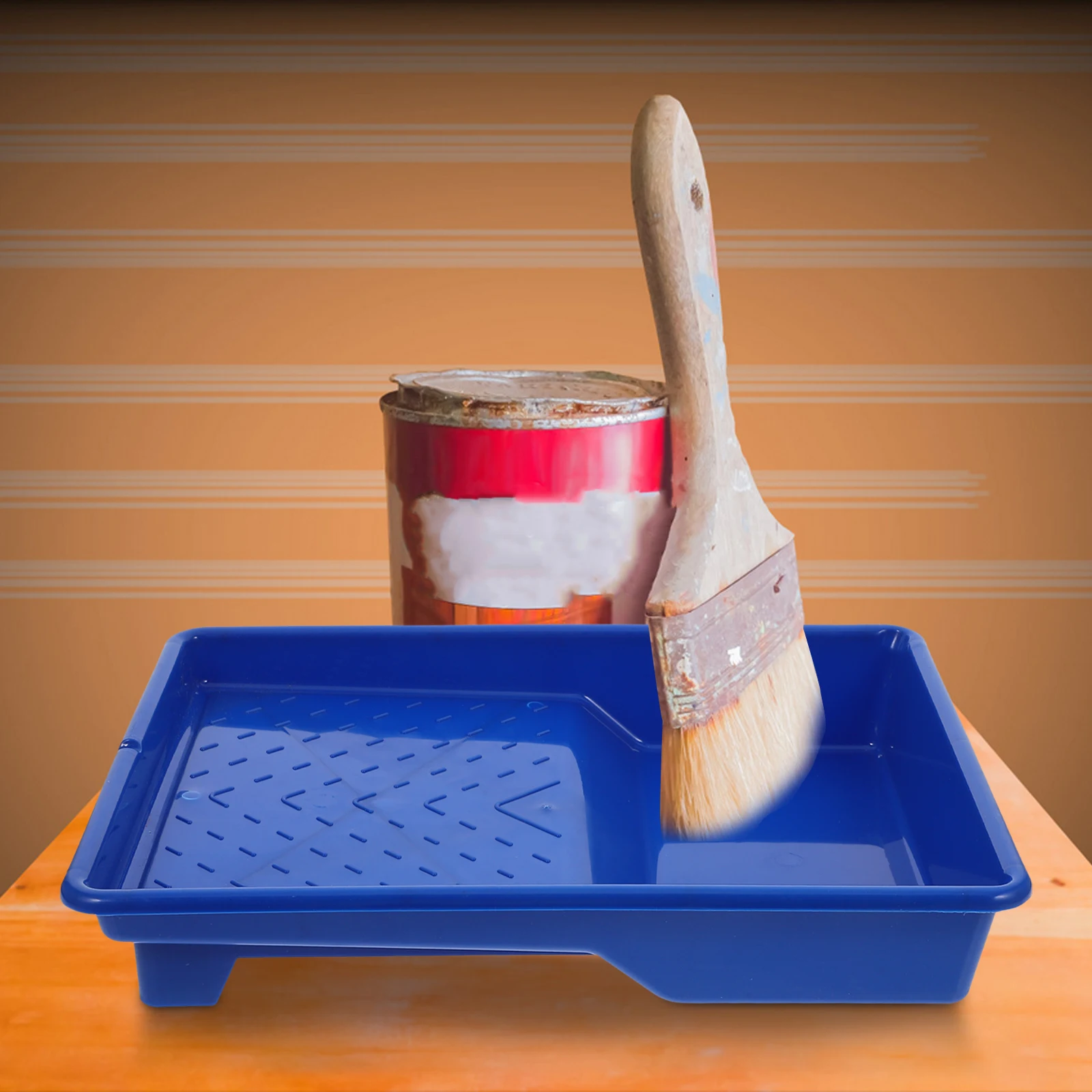 

9 Inch Blue Paint Tray Disposable Plastic Pans Roller Brushes Container Tool Easy Cleanup Lightweight Portable Storage Bins Wall
