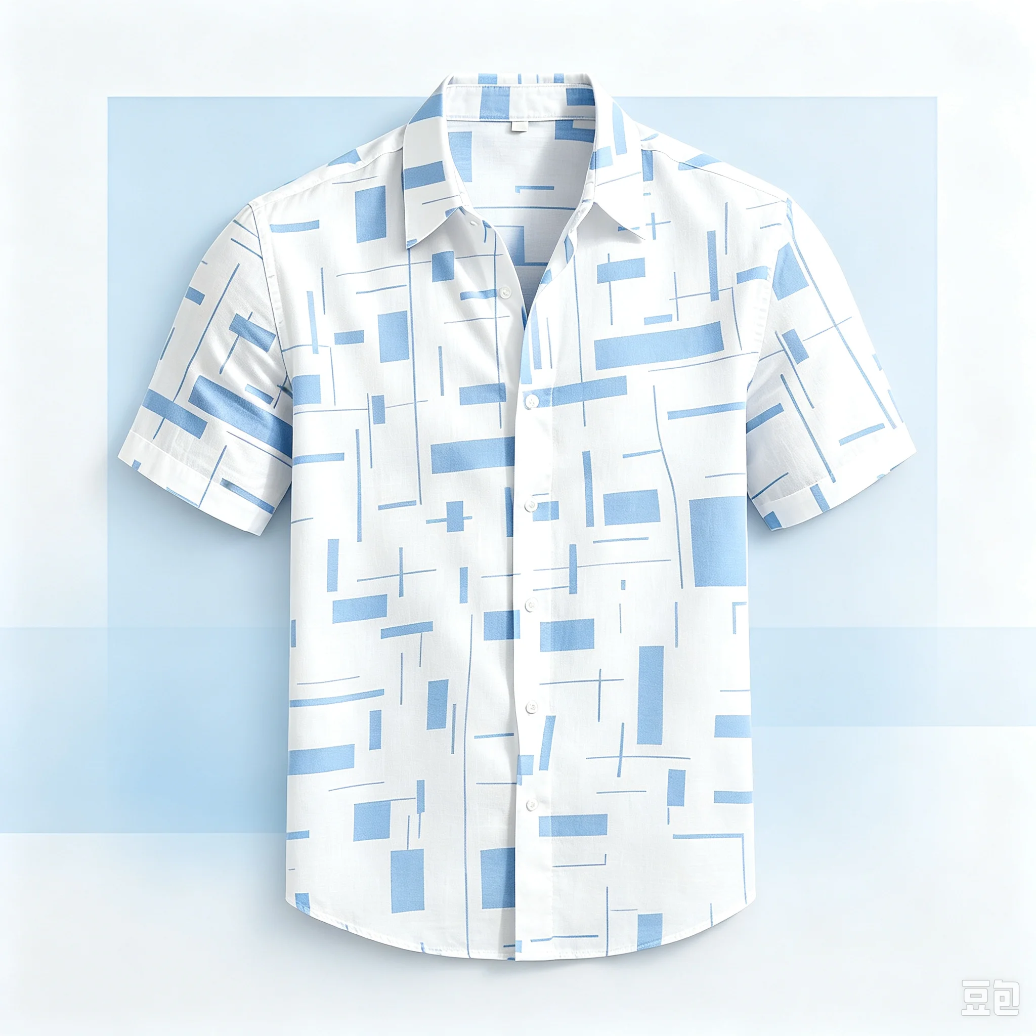 Men's Geometric Abstract 3D Print Collared Shirt, Fashion Button Up Tops For Spring Summer Beach Vacation Daily Casual Wear