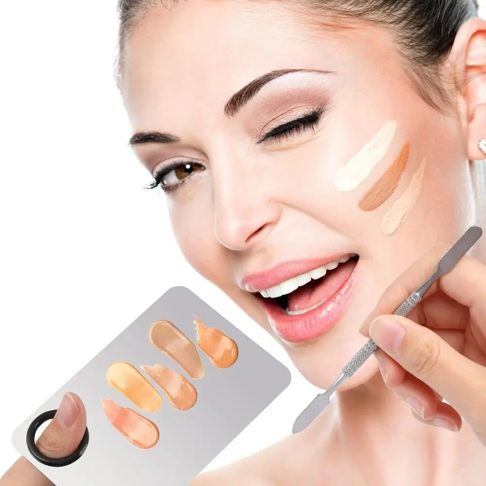 1 Satz quadratische Palette Spatel Kit Edelstahl Misch gel Foundation Make-up Misch palette Make-up Kosmetik mit Loch