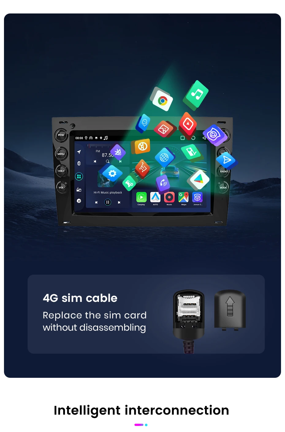 Junsun Wireless Carplay Android Auto Autoradio für Renault Megane 2 2008-2015 GPS Auto intelligente Systeme Smart Autoradio – Detail 20