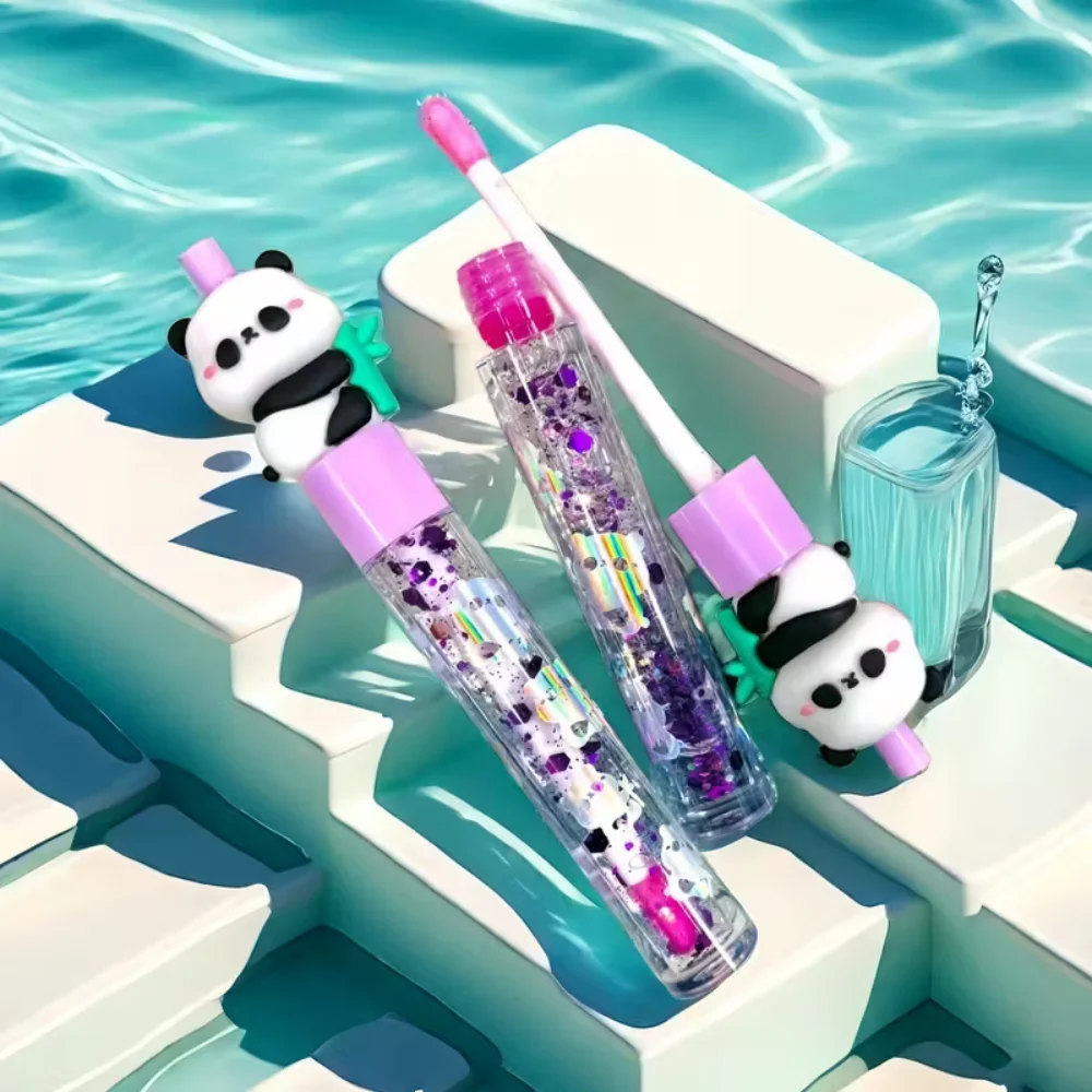 Baume à lèvres à paillettes Panda – Tonalités de baies, finition naturelle pour tous les types de peau, tube unique, 6 styles différents disponibles